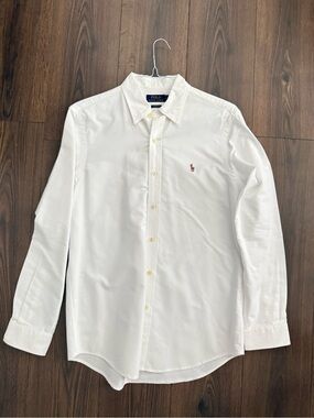 Ralph Lauren White Long-Sleeve Button-Up Dress Shirt
